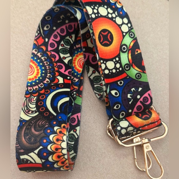 Accessories - Colorful Patterned Strap with Gold Hardware